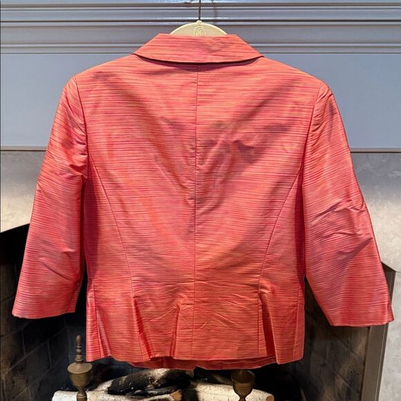 Shomi Women's Striped Coral 100% Silk Blazer Size 10 - Picture 4 of 4
